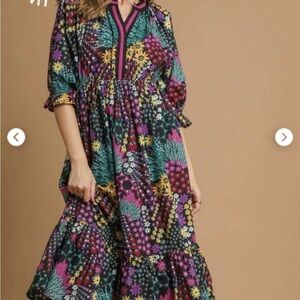 NWT Umgee Vibrant Floral Midi Dress